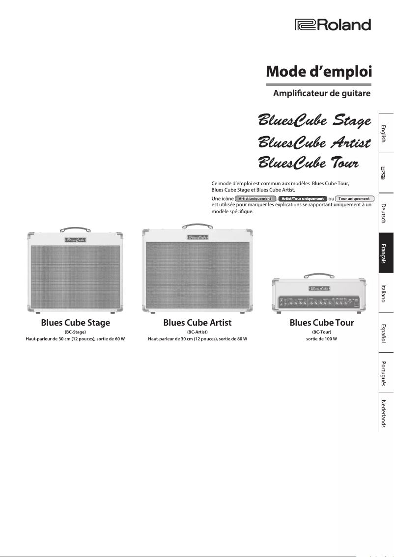 Image de la première page du manuel de l'appareil Blues Cube Tour