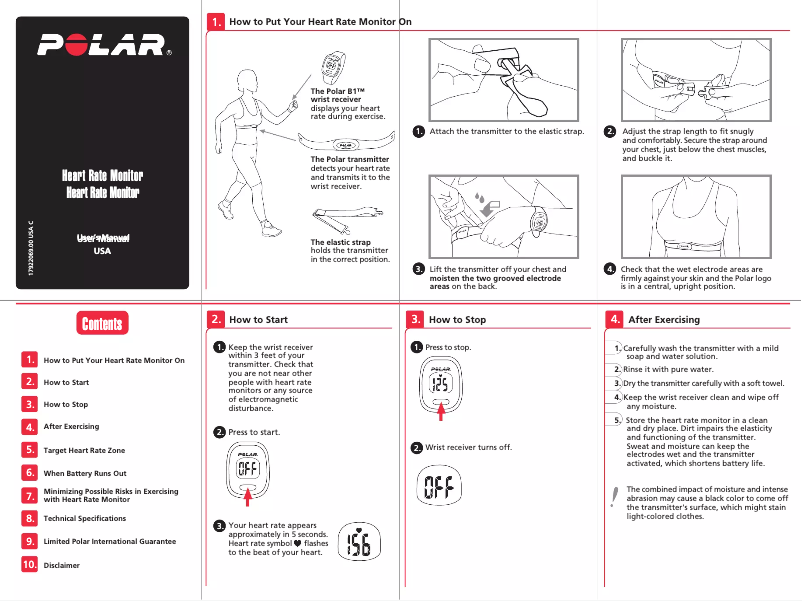 Page 1 de la notice Manuel utilisateur Polar B1
