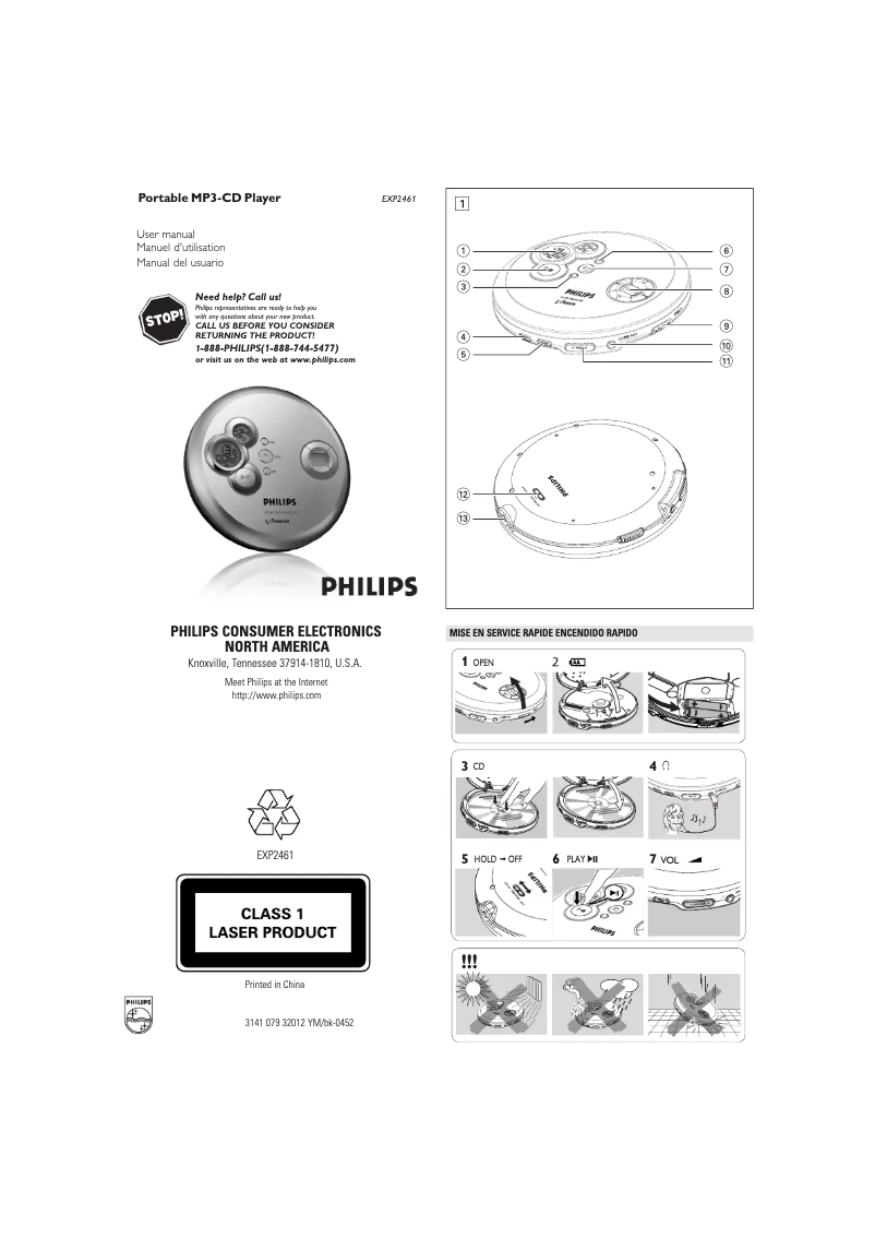 Page n°1 - Manuel utilisateur Philips EXP2461