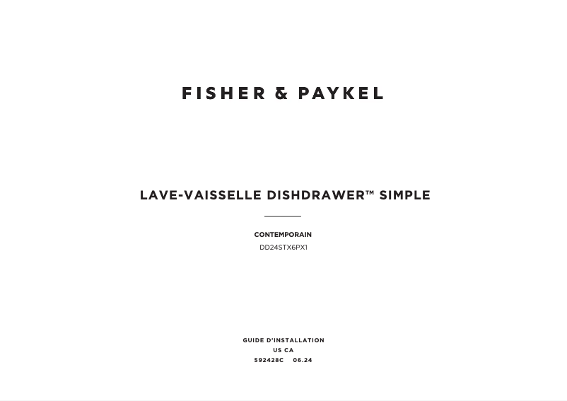 Page 1 de la notice Guide d'installation Fisher & Paykel DD24STX6PX1