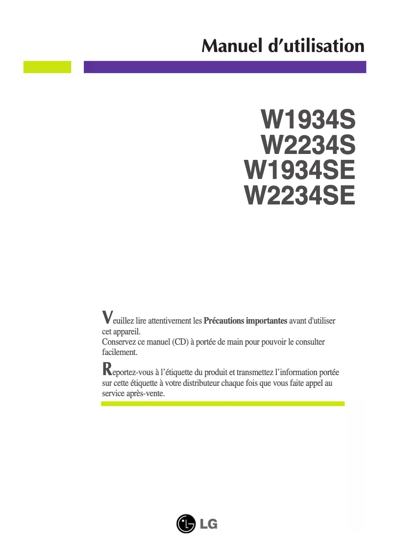 Página 1 del manual Manual de usuario LG W2234S-BN