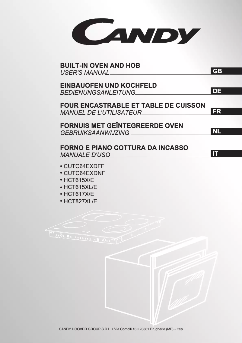 Page n°1 - Manuel utilisateur Candy HCT615XL/E