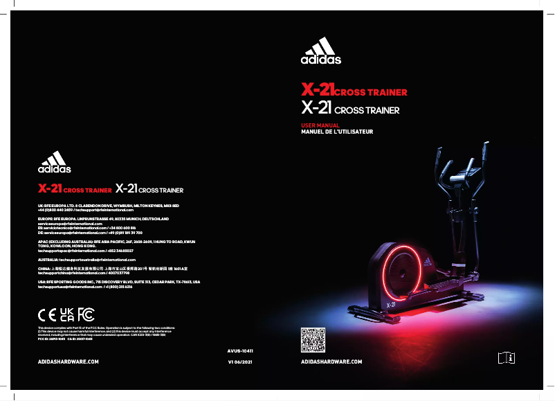 Page 1 de la notice Manuel utilisateur Adidas X-21