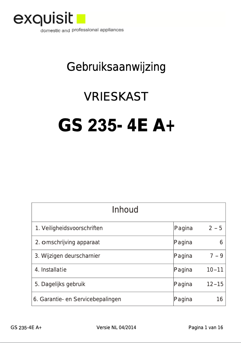 Image de la première page du manuel de l'appareil GS235-4EA+