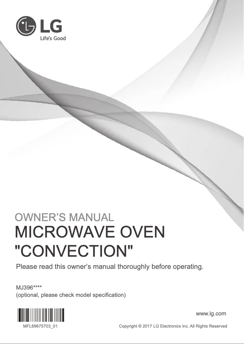 Page 1 de la notice Manuel utilisateur LG MJ3965BGS