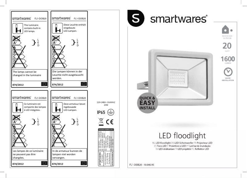 Page n°1 - Manuel utilisateur Smartwares FL1-DOB20