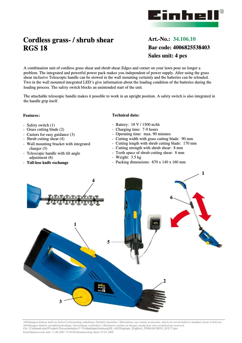 Image de la première page du manuel de l'appareil Royal RGS 18