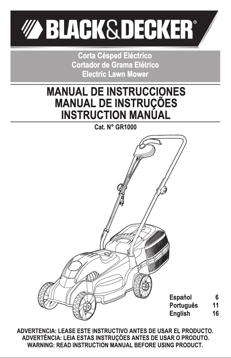 Page 1 de la notice Manuel utilisateur Black & Decker GR1000