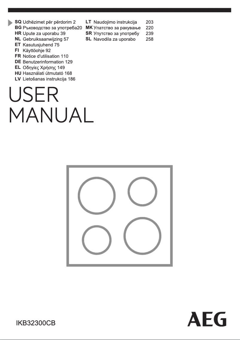 Page 1 de la notice Manuel d'utilisation et d'entretien AEG IKB32300CB