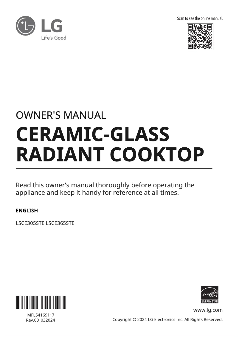 Page 1 de la notice Manuel utilisateur LG LSCE305STE