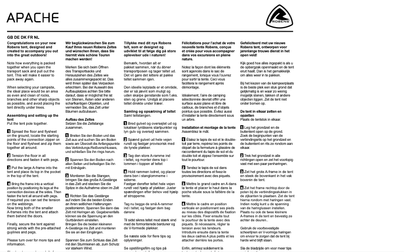 Page n°1 - Manuel utilisateur Robens Apache