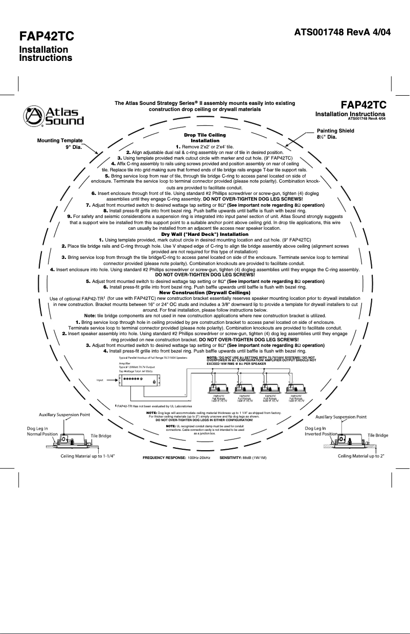 Page 1 de la notice Guide d'installation Atlas Sound FAP42TC