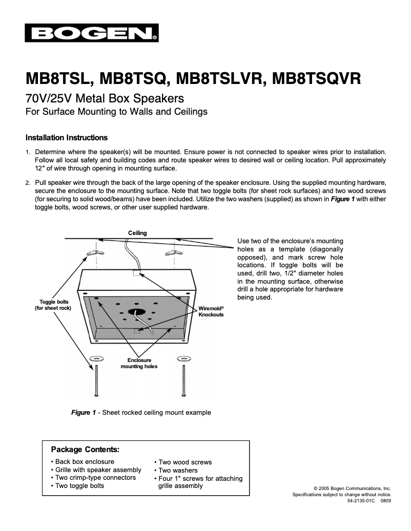 Page 1 de la notice Manuel utilisateur Bogen MB8TSQ