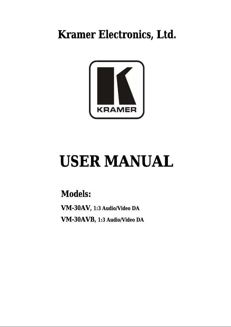 Página 1 del manual Manual de usuario Kramer VM-30AV
