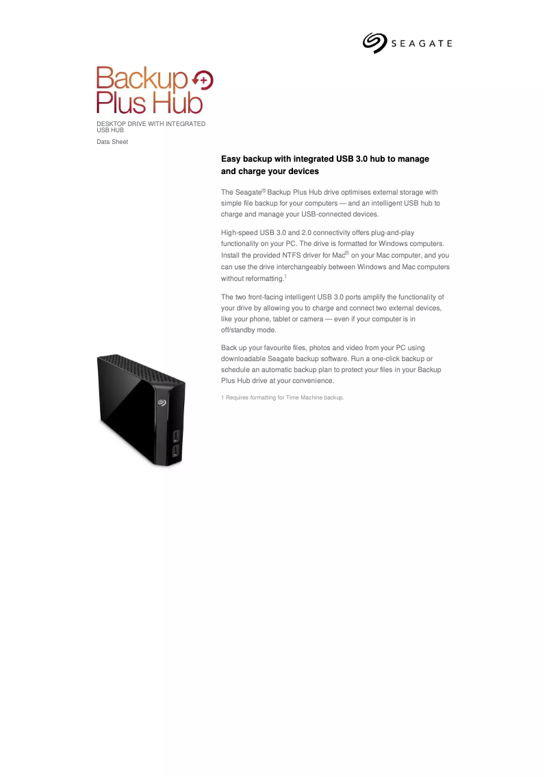 Page n°1 - Fiche technique Seagate Backup Plus Hub