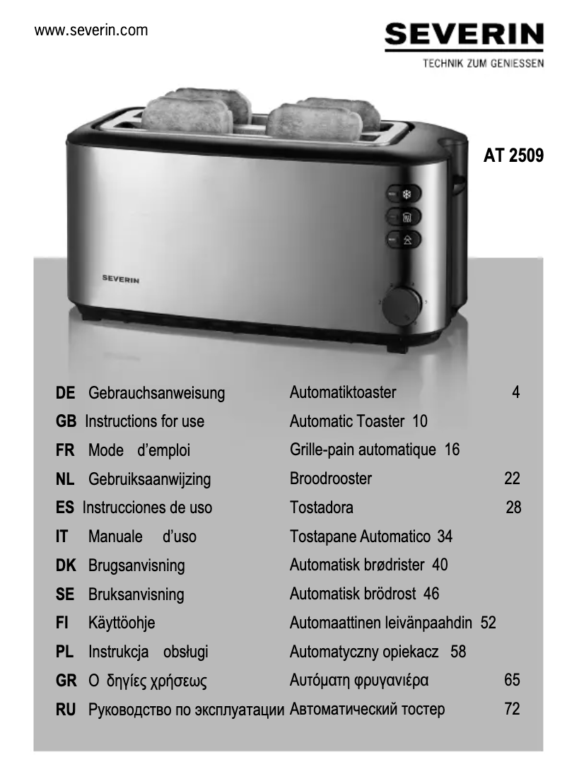 Page n°1 - Manuel utilisateur Severin AT 2509