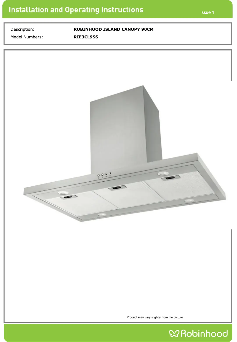 Page 1 de la notice Instructions / montage Robinhood RIE3CL9SS