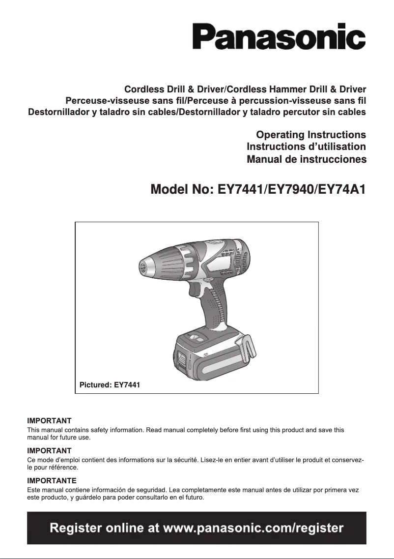 Image de la première page du manuel de l'appareil EY74A1X