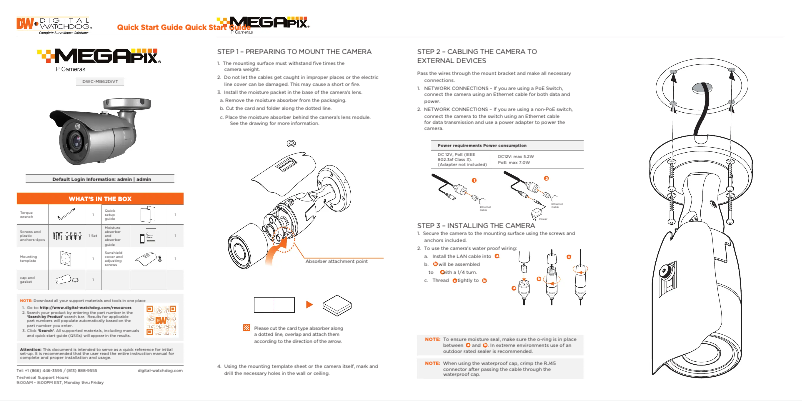 Image de la première page du manuel de l'appareil MegaPix DWC-MB62DiVT