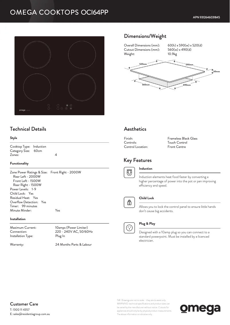 Page n°1 - Fiche technique Omega OCI64PP