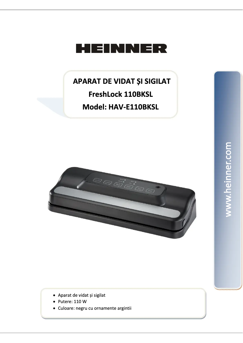 Image de la première page du manuel de l'appareil FreshLock HAV-E110BKSL