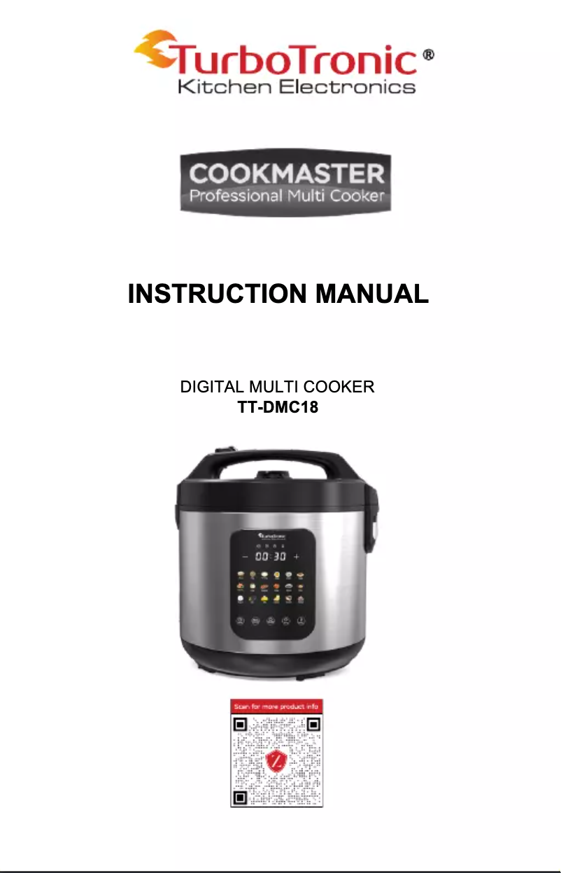 Image de la première page du manuel de l'appareil CookMaster TT-DMC18