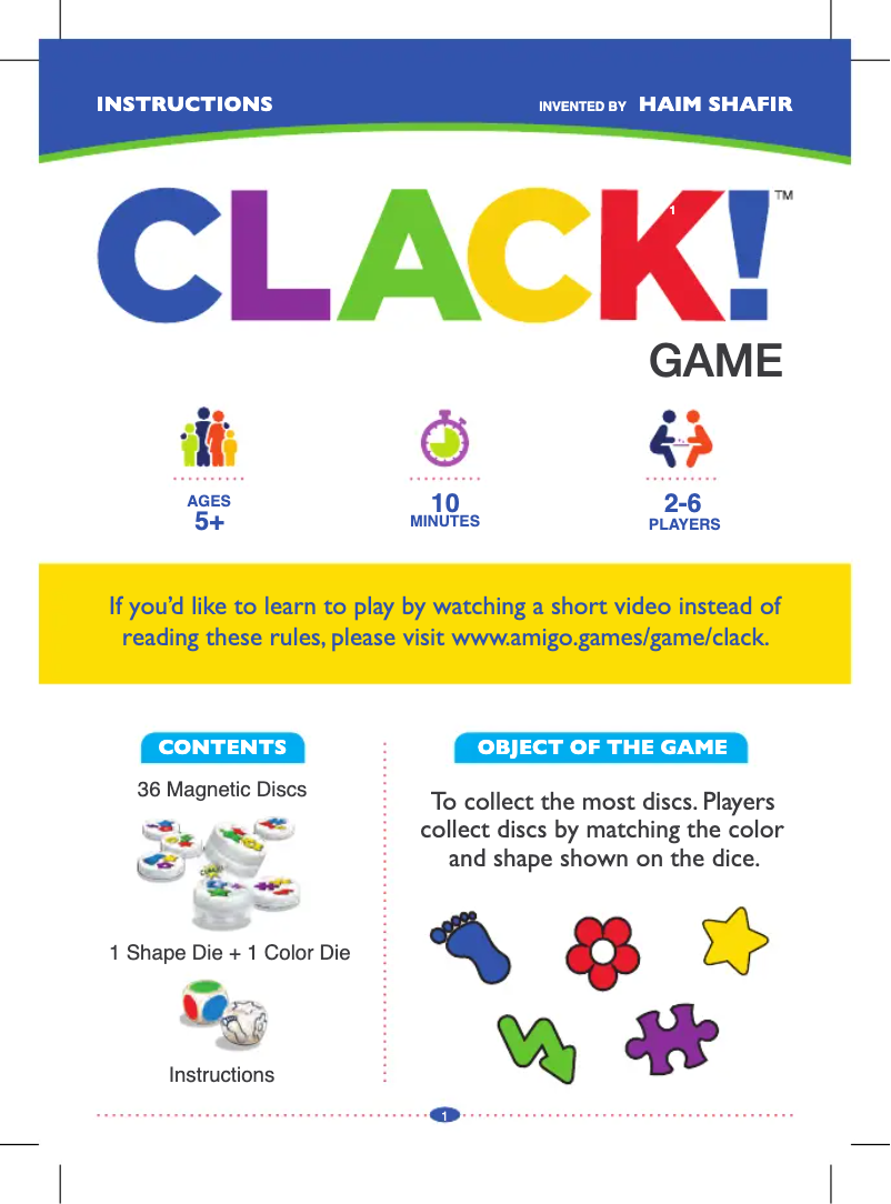 Image de la première page du manuel de l'appareil CLACK!