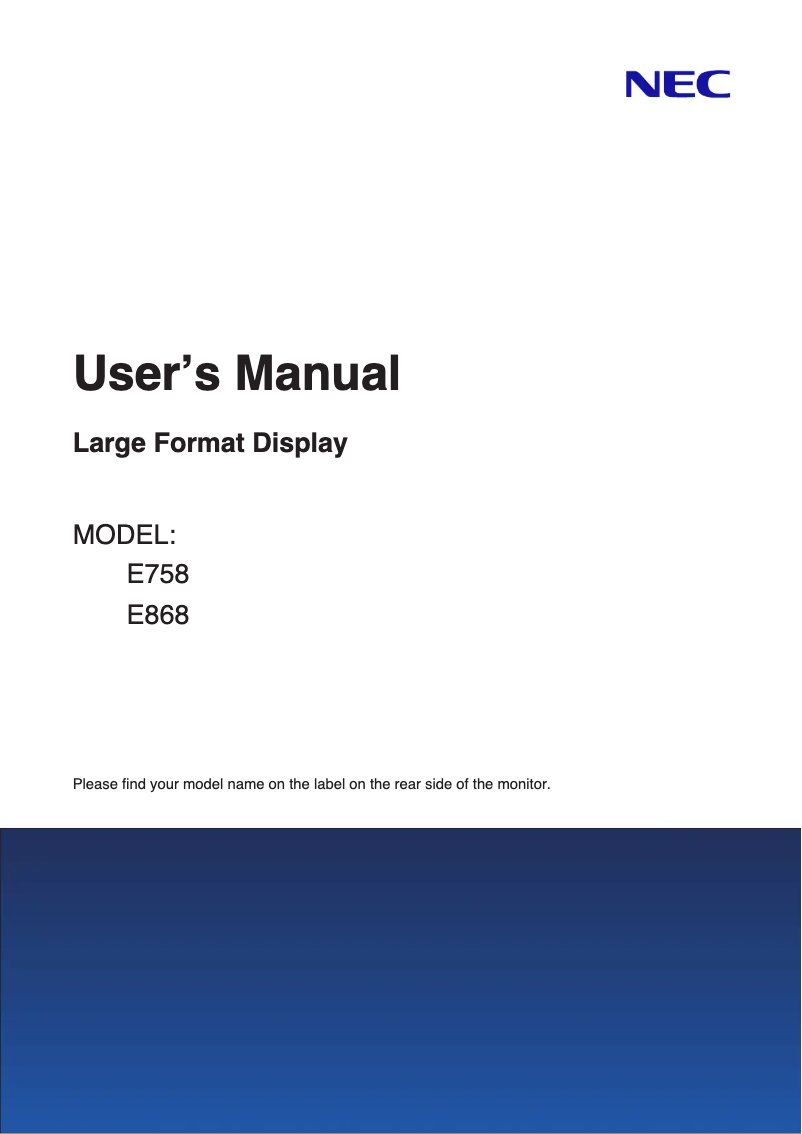 Page n°1 - Manuel utilisateur Sharp E868