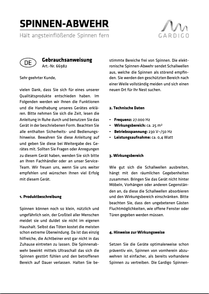 Página 1 del manual Manual de usuario Gardigo 66995