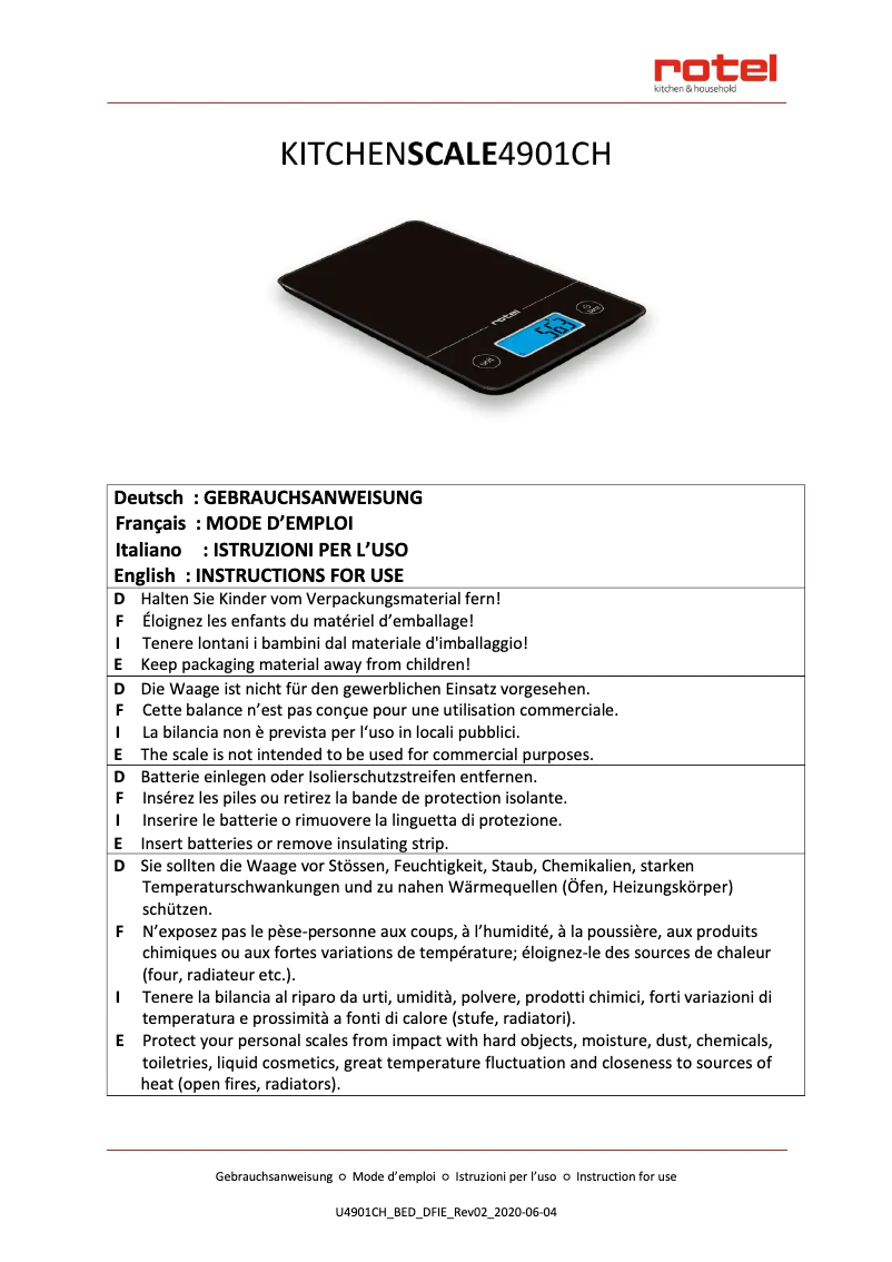 Image de la première page du manuel de l'appareil U4901CH