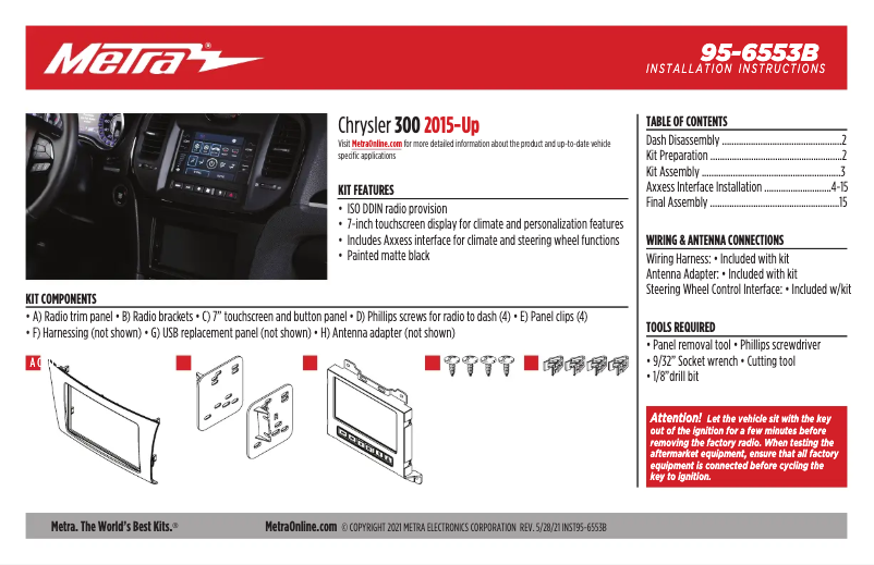 Page 1 de la notice Guide d'installation Metra 95-6553B