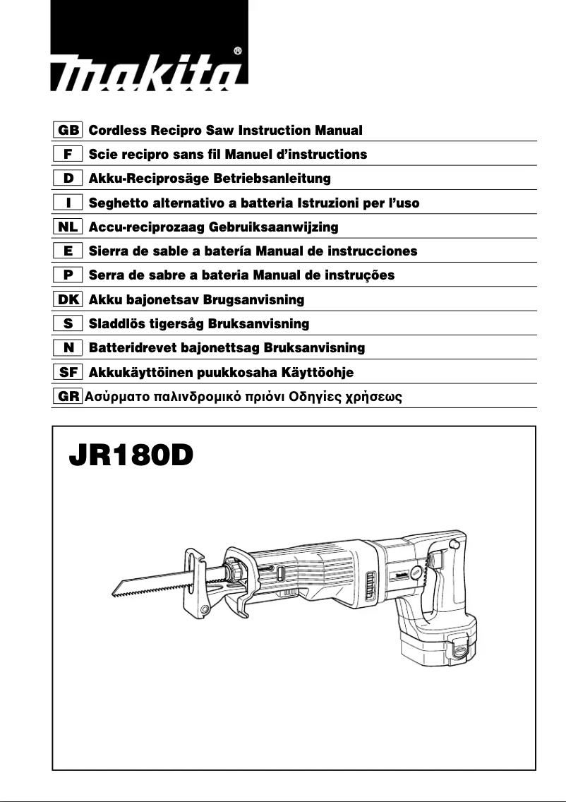 Page 1 de la notice Manuel utilisateur Makita JR180D