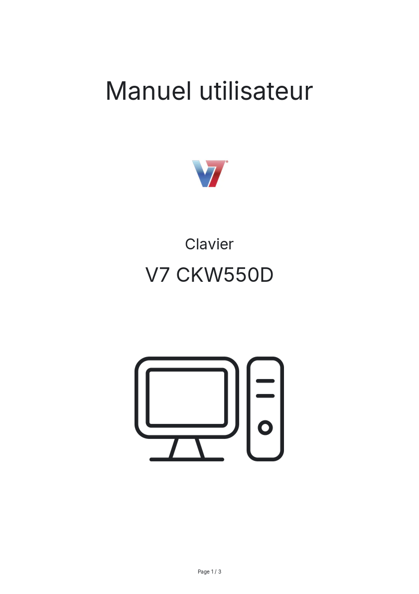 Page n°1 - Manuel utilisateur V7 CKW550D