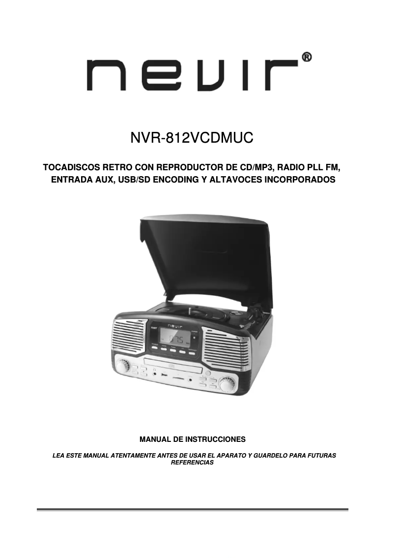 Image de la première page du manuel de l'appareil NVR-812 VCDMUC