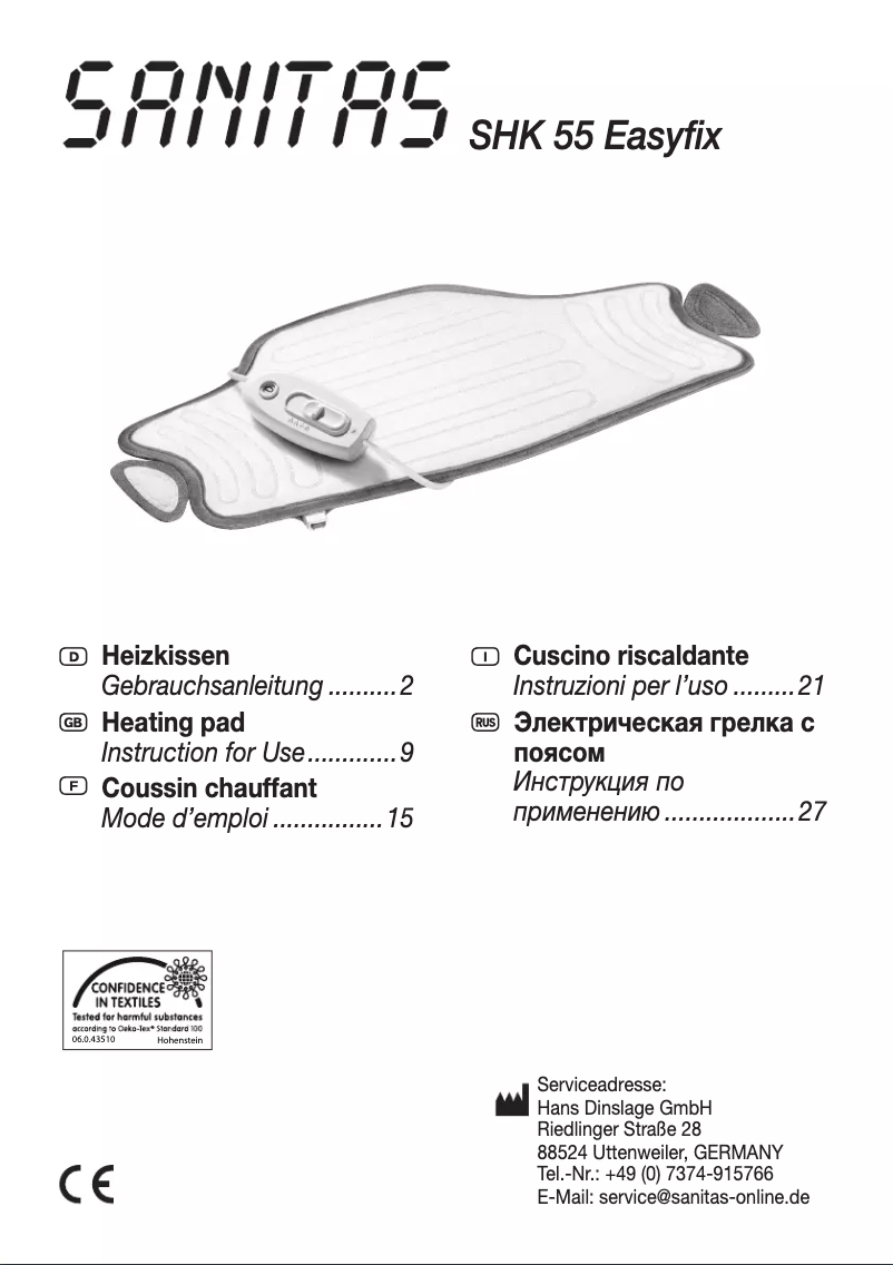 Page 1 de la notice Manuel utilisateur Sanitas SHK 55