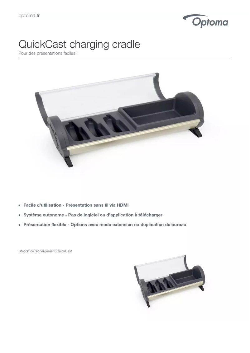 Page 1 de la notice Manuel utilisateur Optoma QuickCast charging cradle