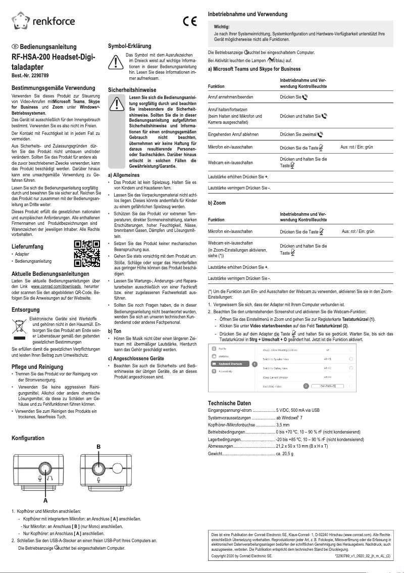 Page 1 de la notice Manuel utilisateur Renkforce RF-HSA-200