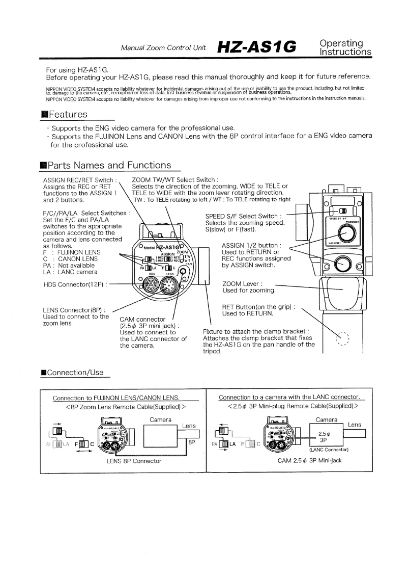 Page n°1 - Manuel utilisateur JVC HZ-AS1G