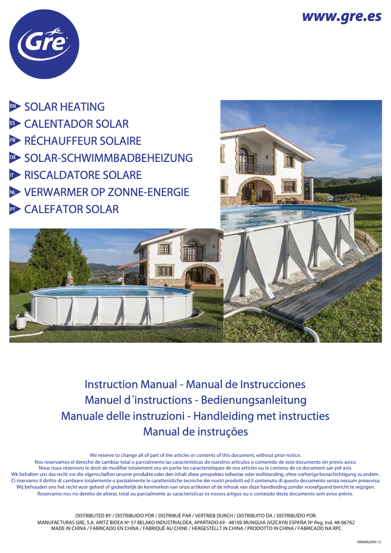 Page n°1 - Manuel utilisateur Gre AR2069