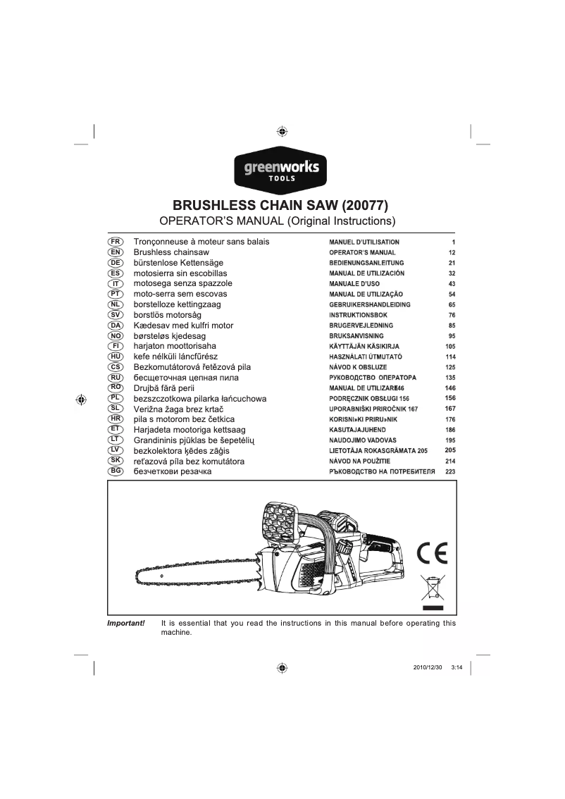Página 1 del manual Manual de usuario Greenworks GD40CS40