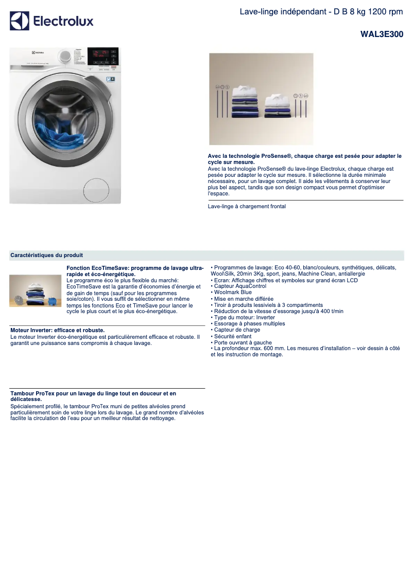 Image de la première page du manuel de l'appareil WAL3E300