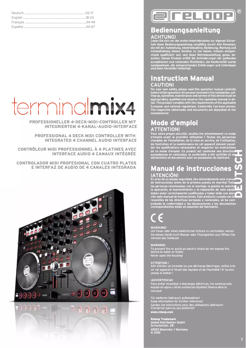 Page n°1 - Manuel utilisateur Reloop Terminal X4