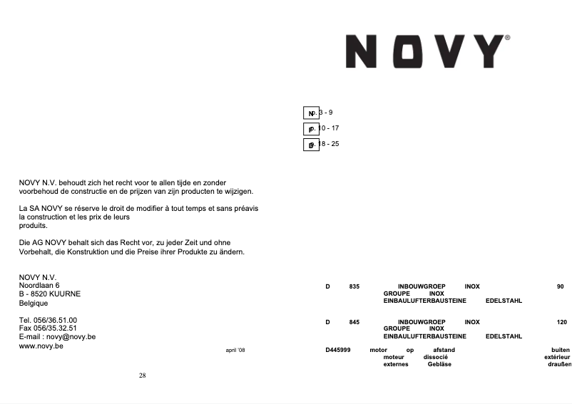 Page 1 de la notice Manuel utilisateur Novy Pure'Line 835