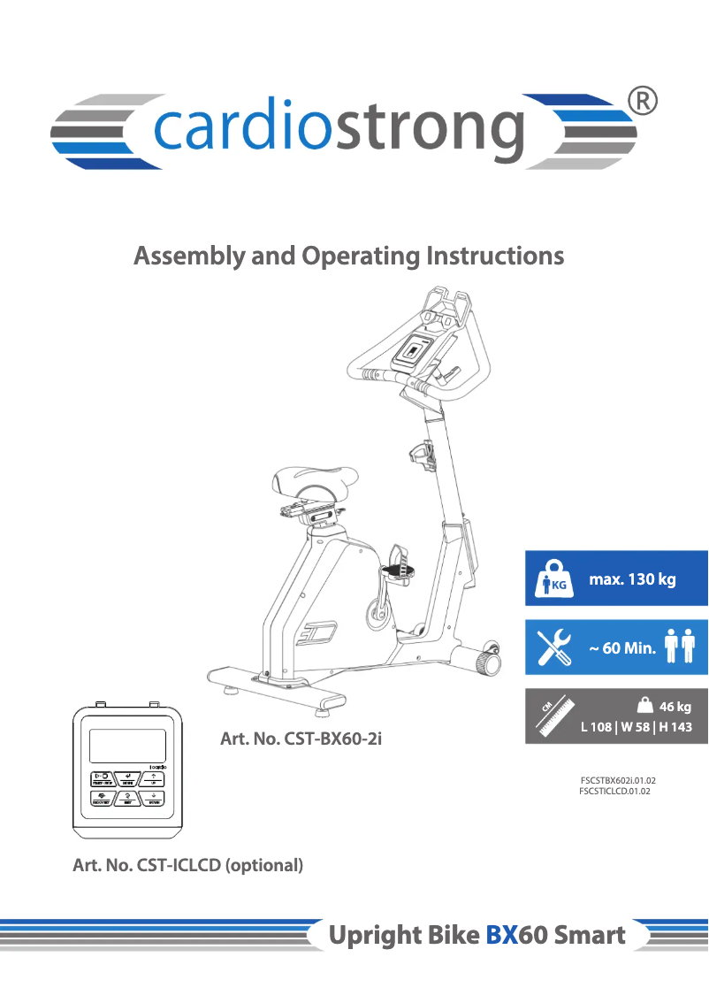 Page n°1 - Manuel utilisateur Cardiostrong BX60 Smart