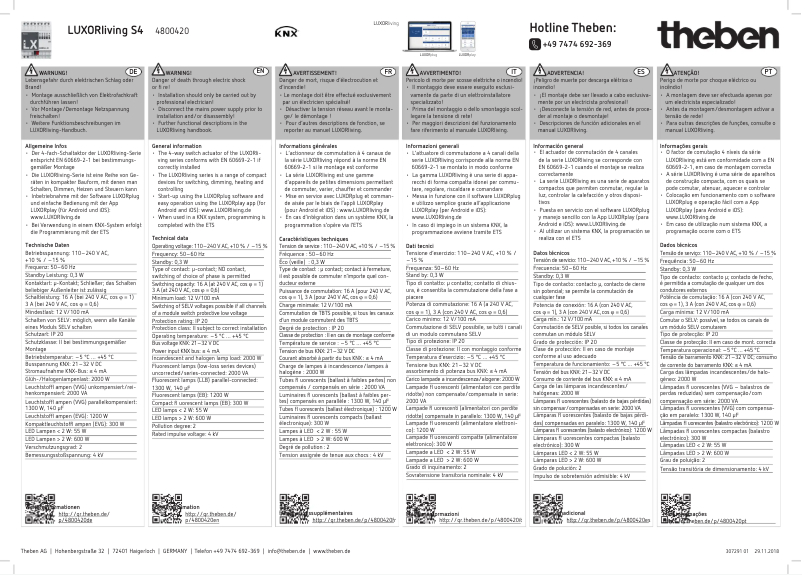 Page n°1 - Manuel utilisateur Theben LUXORliving S4