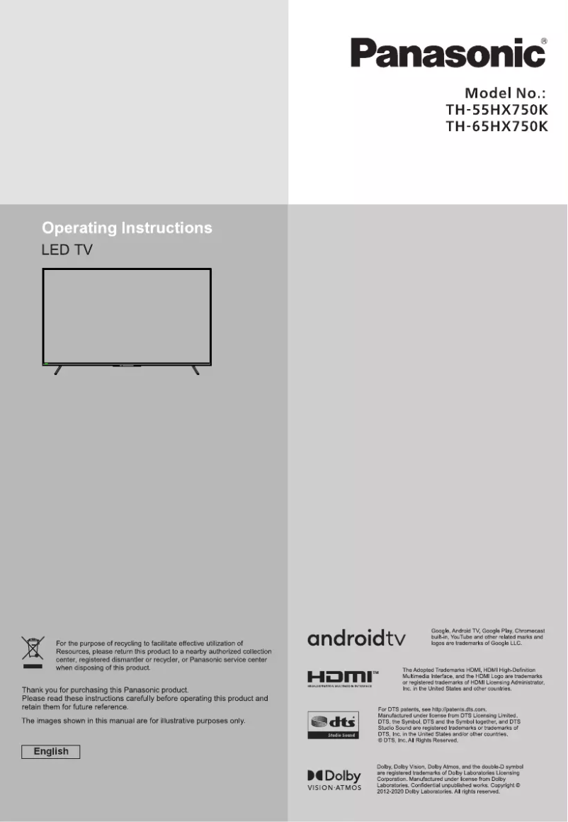 Image de la première page du manuel de l'appareil TH-55HX750K