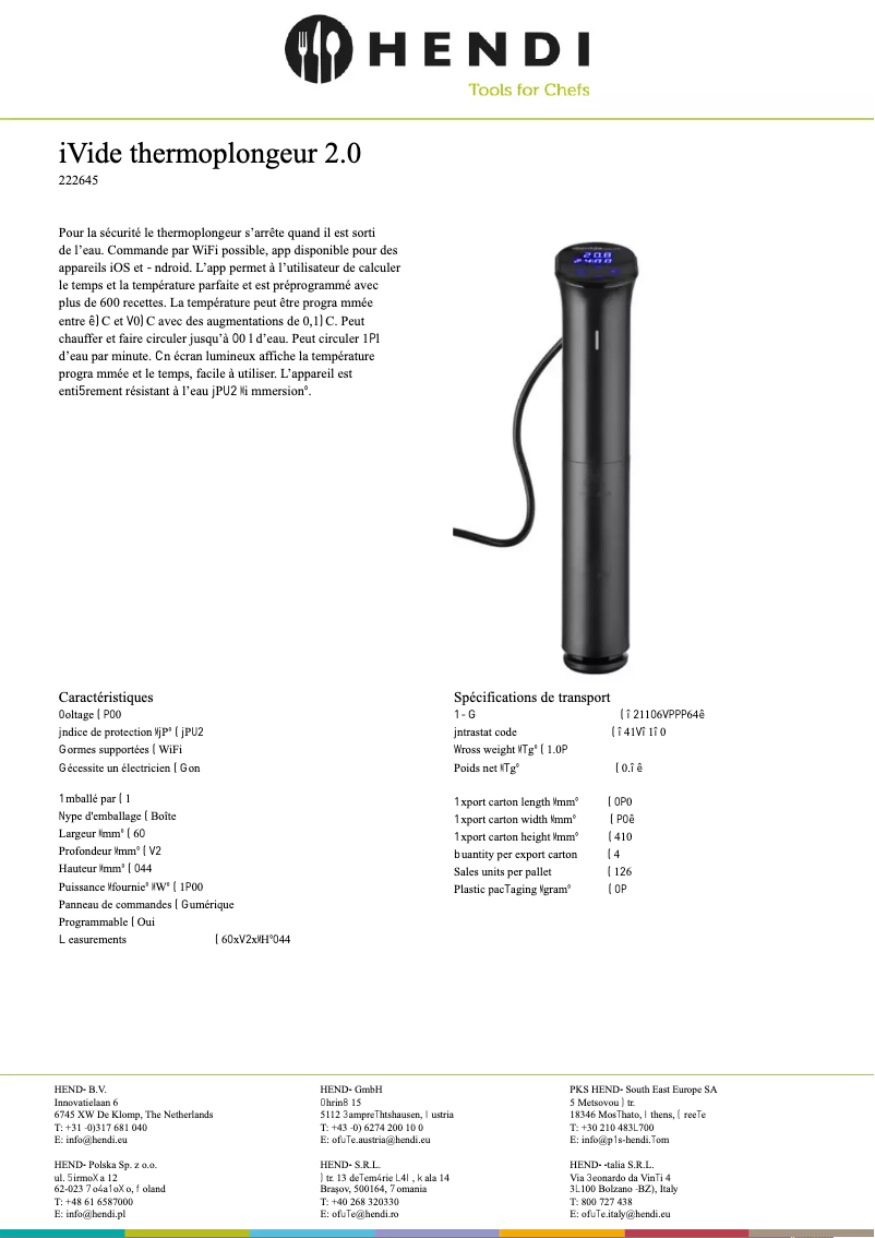 Page 1 de la notice Fiche technique SousVideTools 222645