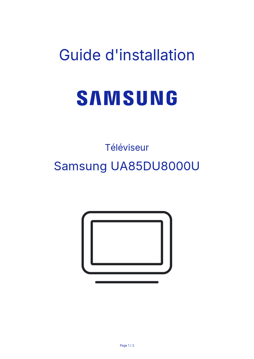 Page n°1 - Guide d'installation Samsung UA85DU8000U