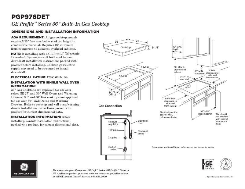 Page n°1 - Fiche technique GE Profile PGP976DETBB