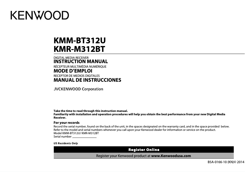 Page n°1 - Manuel utilisateur Kenwood KMM-BT312U